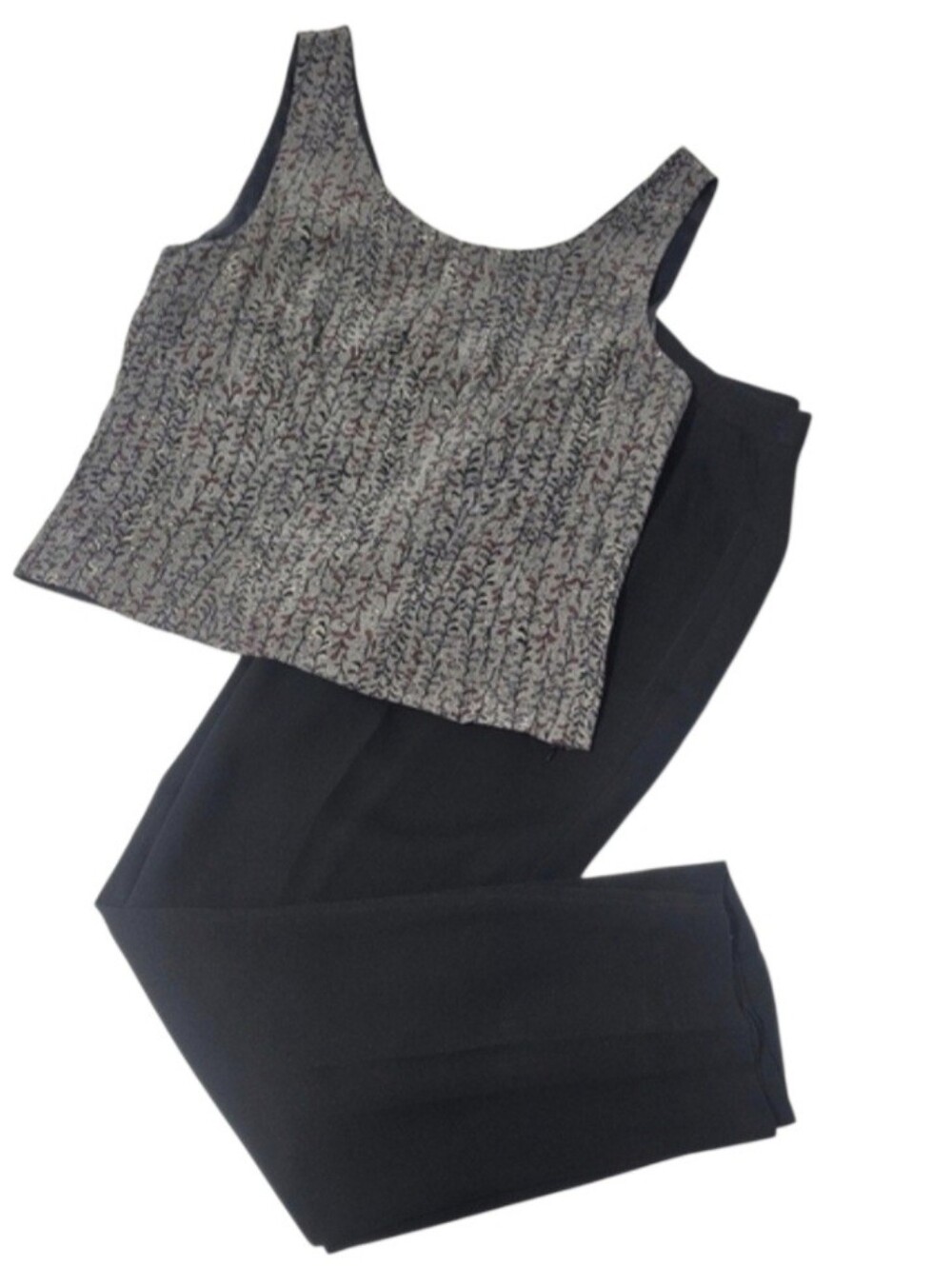 Adrianna Papell Two Piece Silk Top and Black Pants Officecore Sz 6
